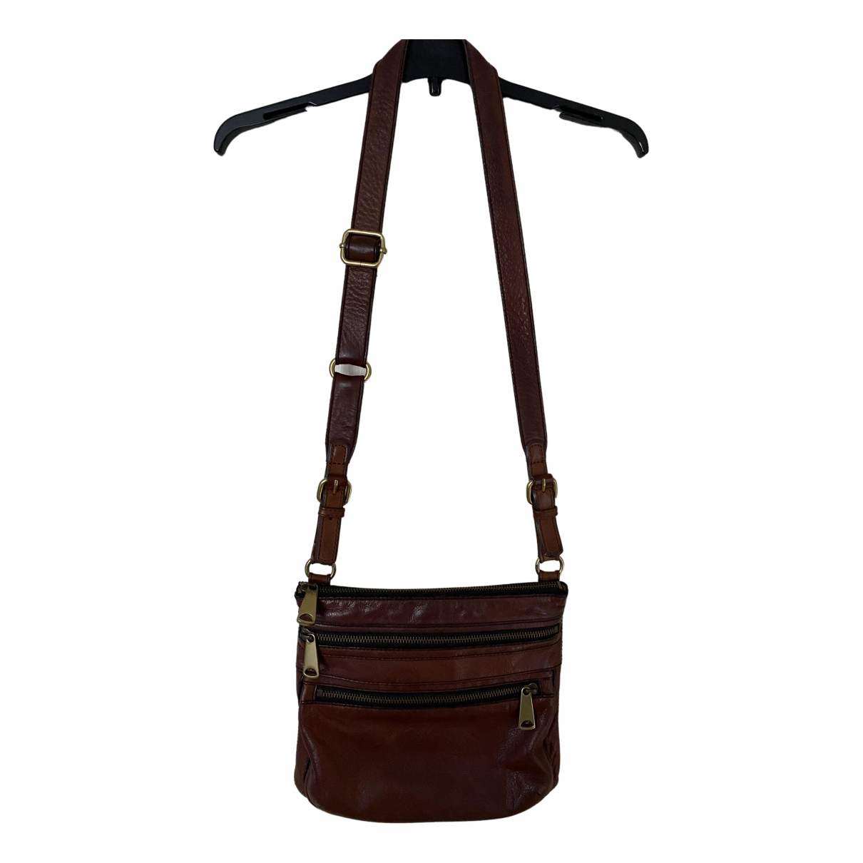 Leather crossbody bag Fossil Brown in 